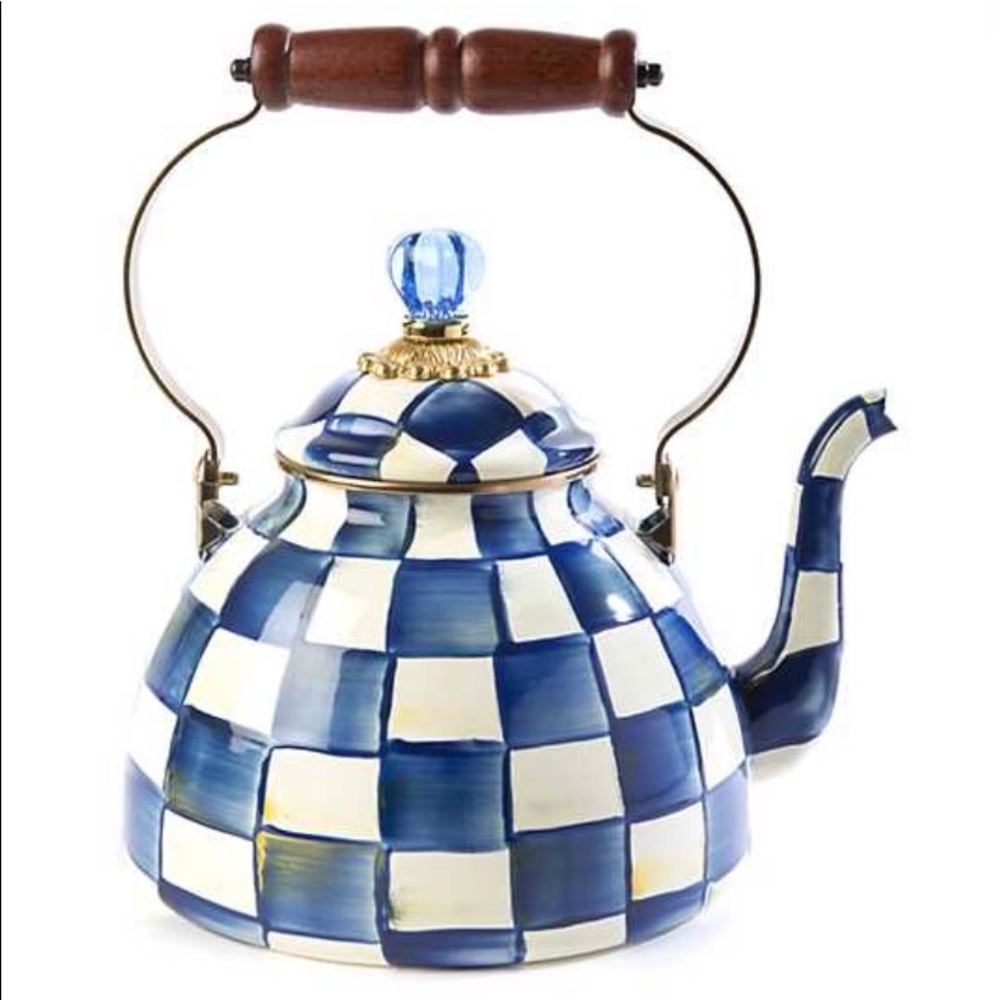 MacKensie Childs Royal Check 3 Quart Tea Kettle - Brand New